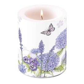 Grande bougie non parfumée - Hortensia, lavande et pensée violette