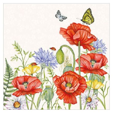 20 Petites serviettes 25 x 25 cm - Coquelicot