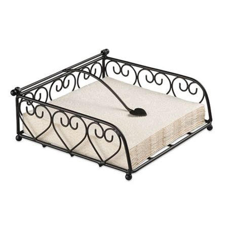 Distributeur pour serviette 33 x 33 cm noir avec motif cœurs