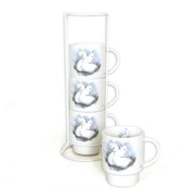 Set de 4 tasses 200 ml sur colonne – Chat SHADOW