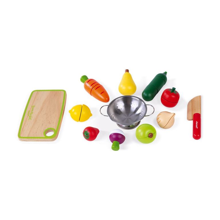 Cagette de fruits et légumes à découper en bois avec accessoires