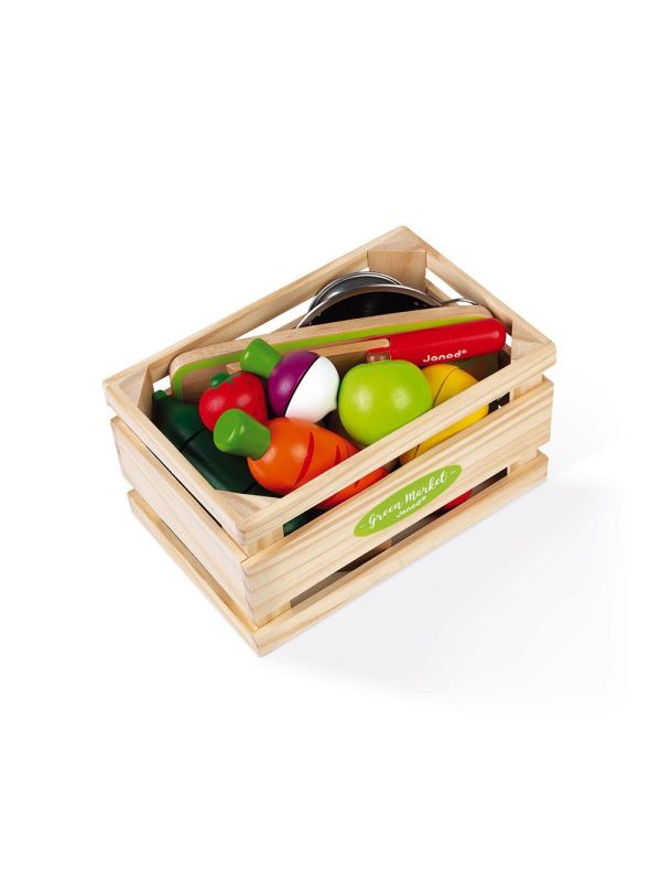 Cagette de fruits et légumes à découper en bois avec accessoires