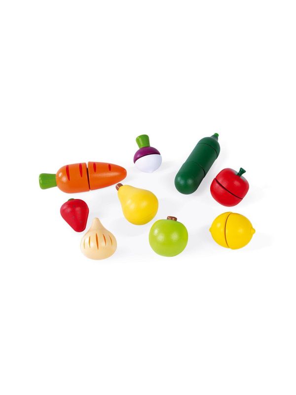 Cagette de fruits et légumes à découper en bois avec accessoires