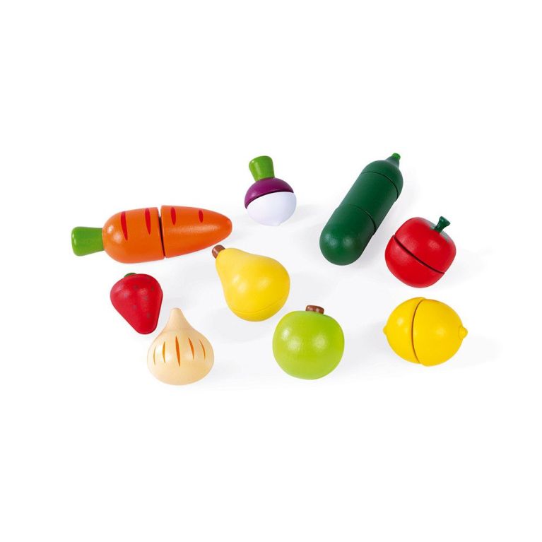 Cagette de fruits et légumes à découper en bois avec accessoires
