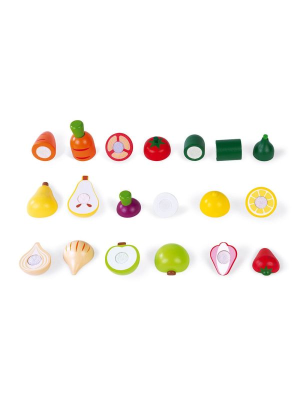 Cagette de fruits et légumes à découper en bois avec accessoires