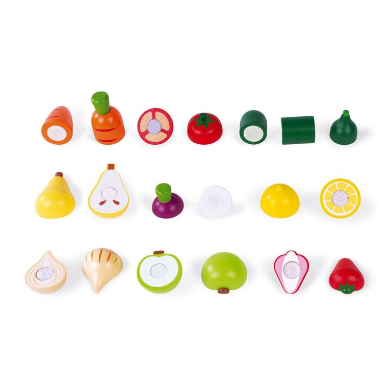 Cagette de fruits et légumes à découper en bois avec accessoires