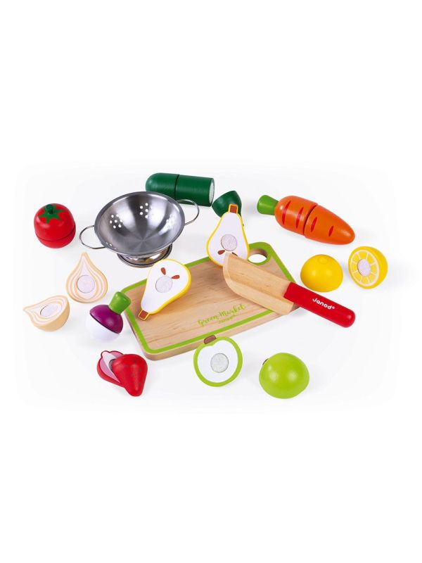 Cagette de fruits et légumes à découper en bois avec accessoires