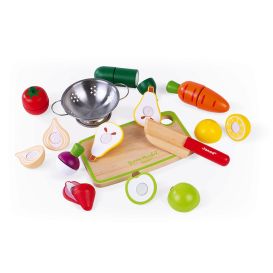 Cagette de fruits et légumes à découper en bois avec accessoires