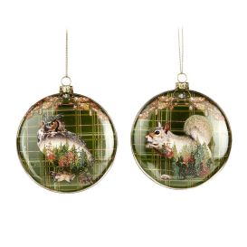 Boule de noël plates - Écureuil et Hiboux