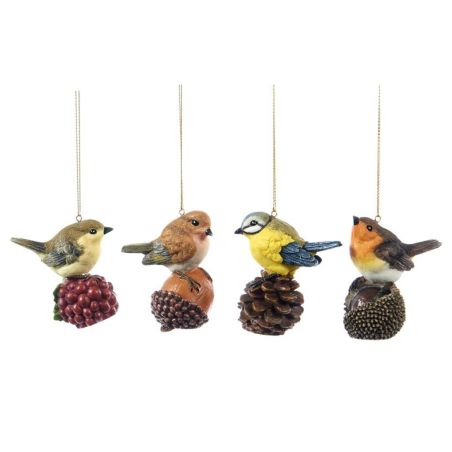 Suspension oiseaux poser sur des fruits