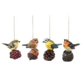 Suspension oiseaux poser sur des fruits