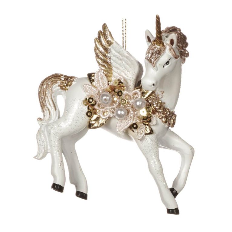 Suspension licorne blanche et champagne