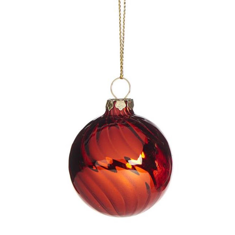 Boule de noël tourbillon rouge brillant - Ronde