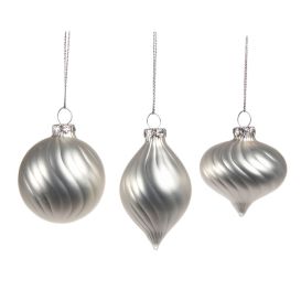 Boule de noël tourbillon argent mat - Ø 5 cm