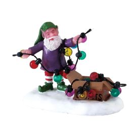 Figurine lutin qui démêle une guirlande