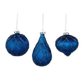 Boule de noël "pétales de fleurs" bleu - 3 formes différentes