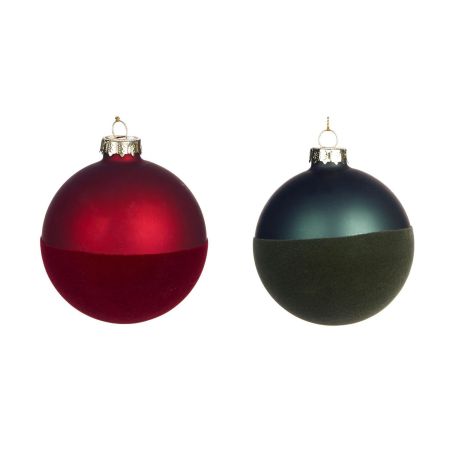 Boule de noël demi mat - demi feutrine - 2 couleurs différents