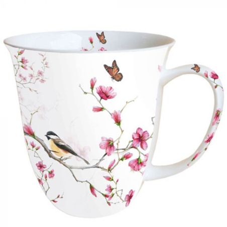Grande tasse évasée - Mésange sur arbre en fleur
