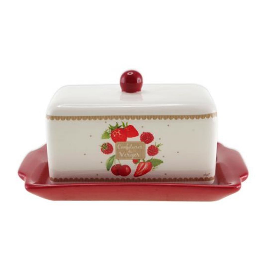 Le Beurrier Breton Blanc Avec Motifs De Cerises Peintes à La Main -   Norway