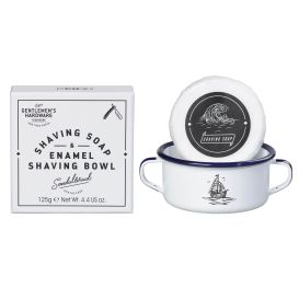 Bol à savon en émail et savon pour rasage