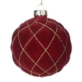 Boule en velours avec liserai doré Ø 8 cm