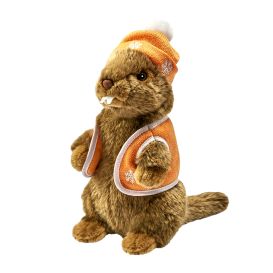 Peluche marmotte  gilet abricot