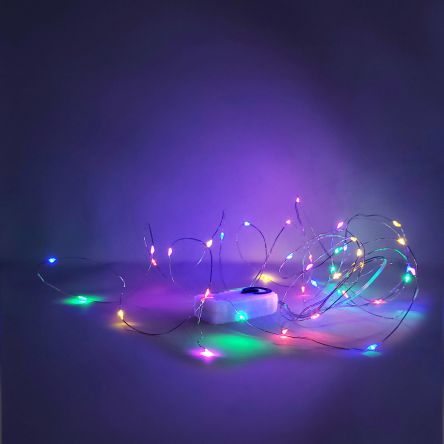 Guirlande lumineuse 40 leds multi-couleurs sur fil argenté