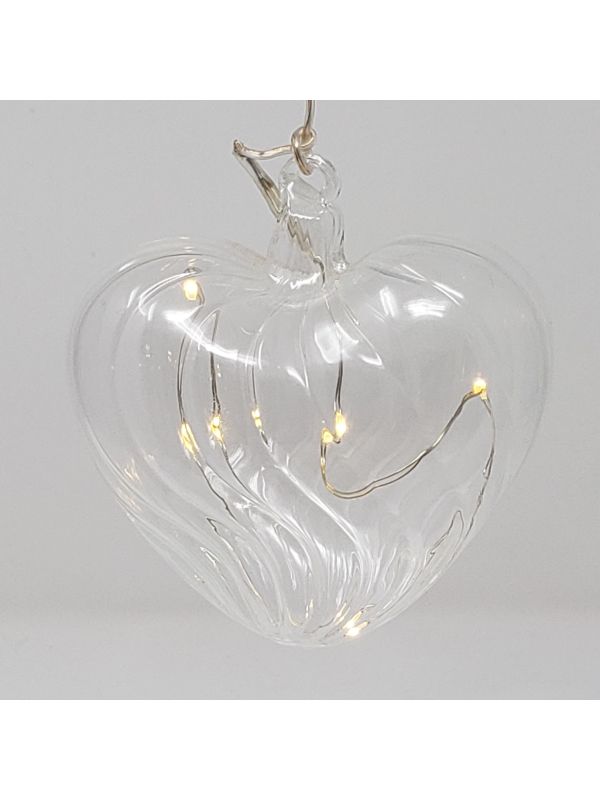 coeur "vague" en verre  et guirlande led