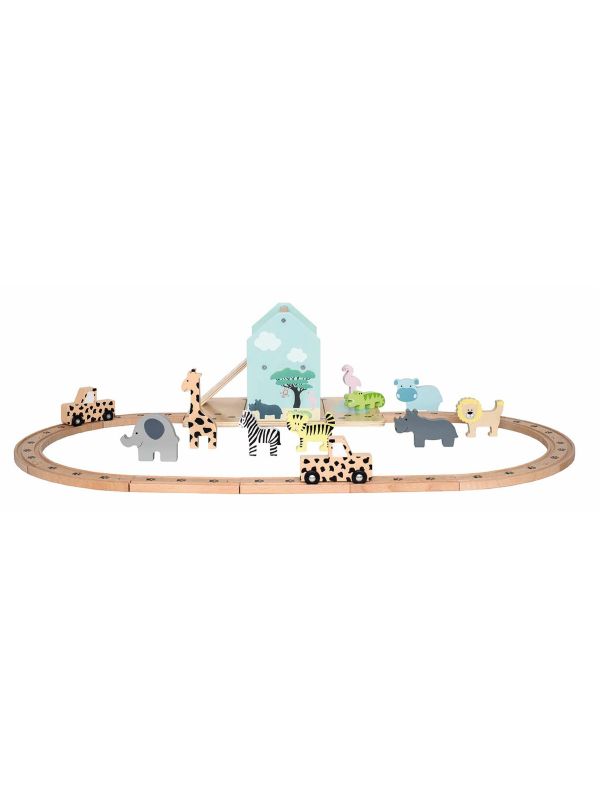 Circuit et train en bois safari