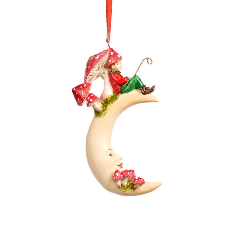 Suspension lune avec champignon et lutin - Modèle 1